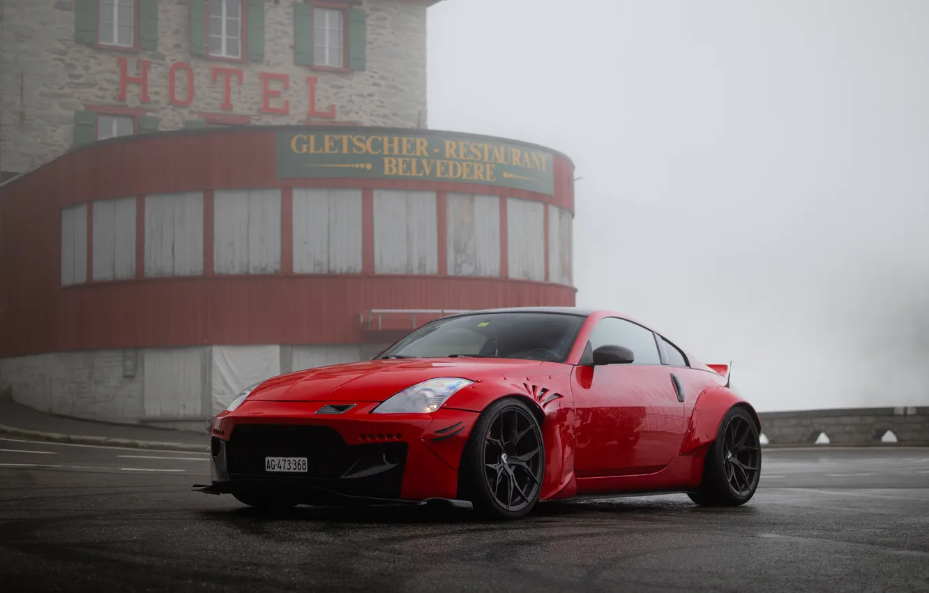 Фото обои Nissan, Red, Nissan 350Z, Coupe, 350Z, Sportcar, Pandem, Nissan 350Z Pandem