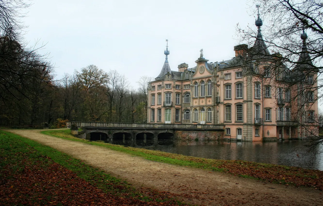 Фото обои осень, листья, вода, деревья, природа, красота, Замок, бельгия