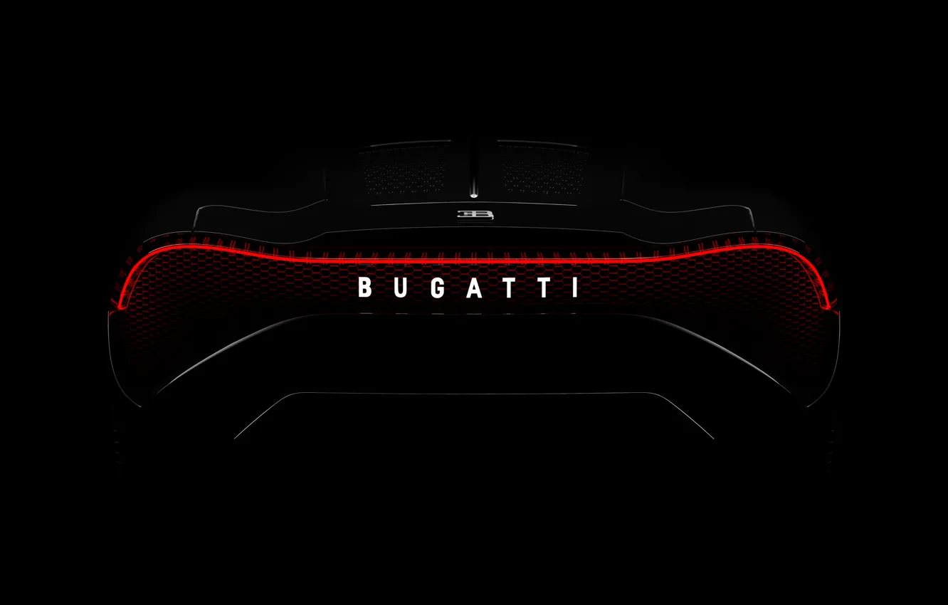Фото обои Bugatti, вид сзади, гиперкар, 2019, La Voiture Noire