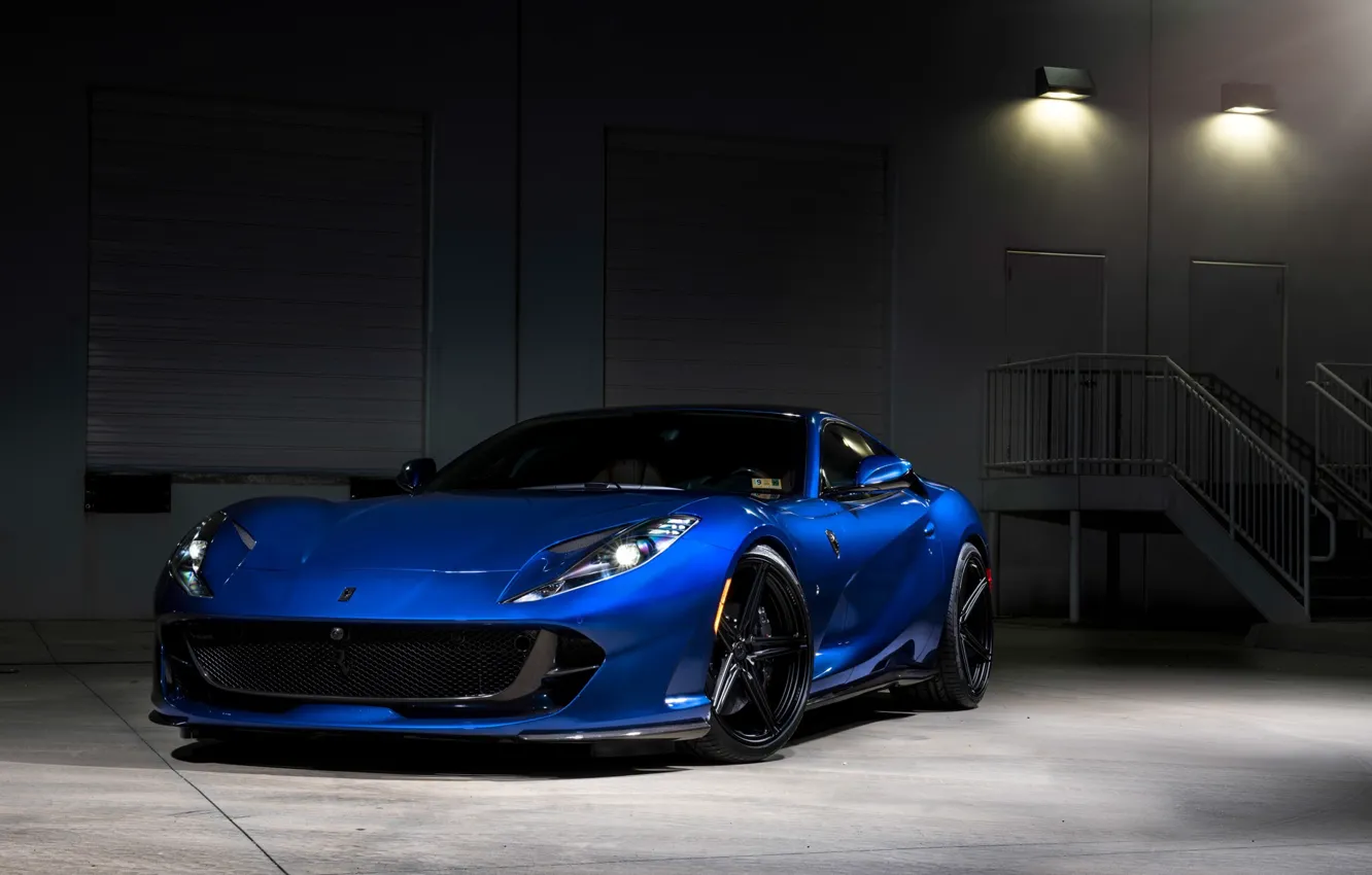 Фото обои Light, Ferrari, Blue, Sight, Superfast, 812