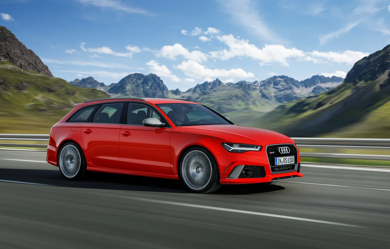 Фото обои красный, Audi, ауди, Red, универсал, Avant, RS 6