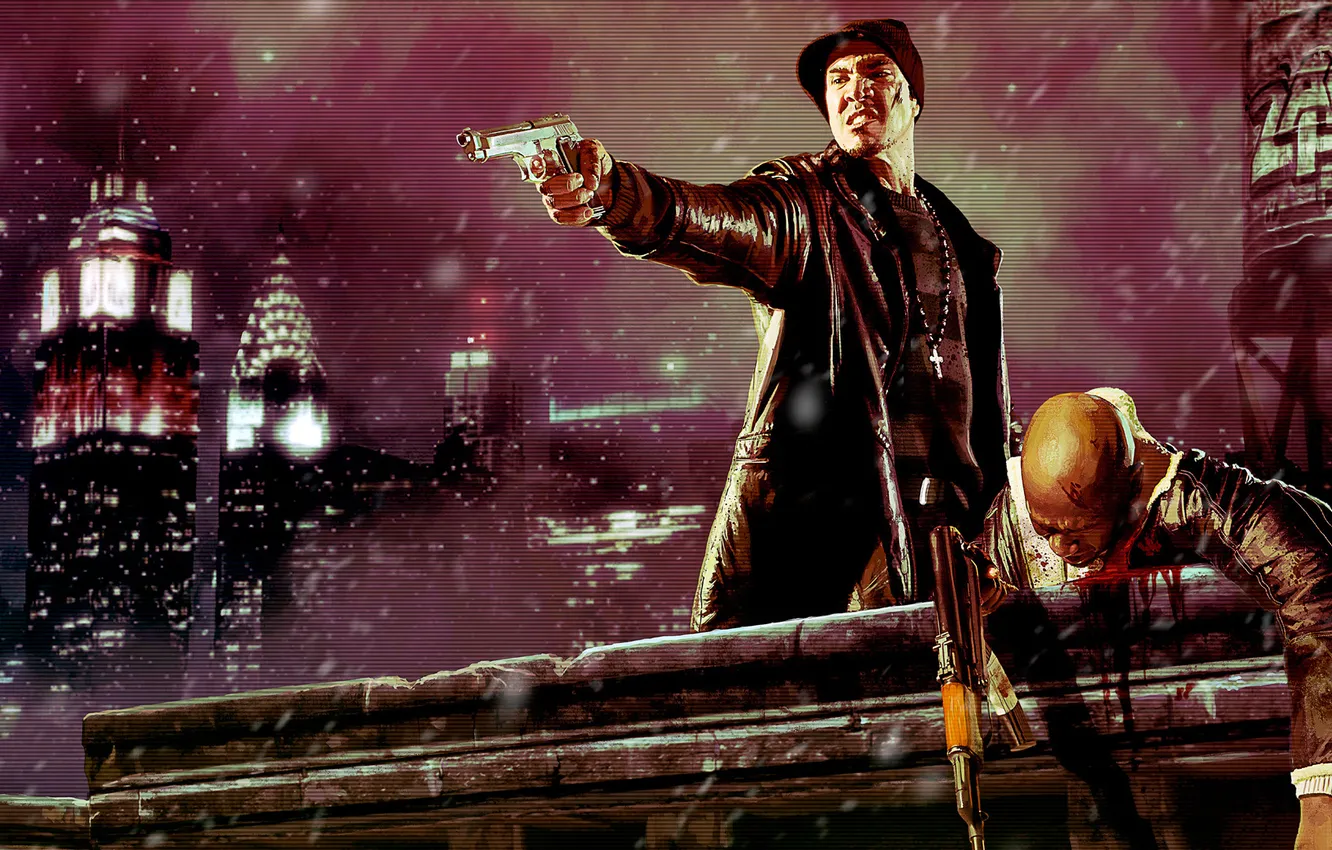 Фото обои город, бандиты, нью йорк, Max Payne 3, ak 47