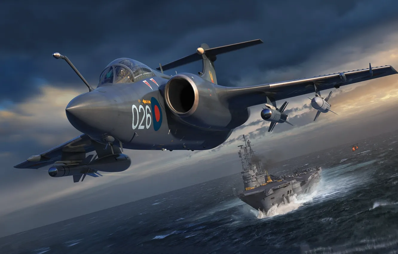 Фото обои Великобритания, Палубный, Штурмовик, royal navy, Adam Tooby, Blackburn Buccaneer S.2C