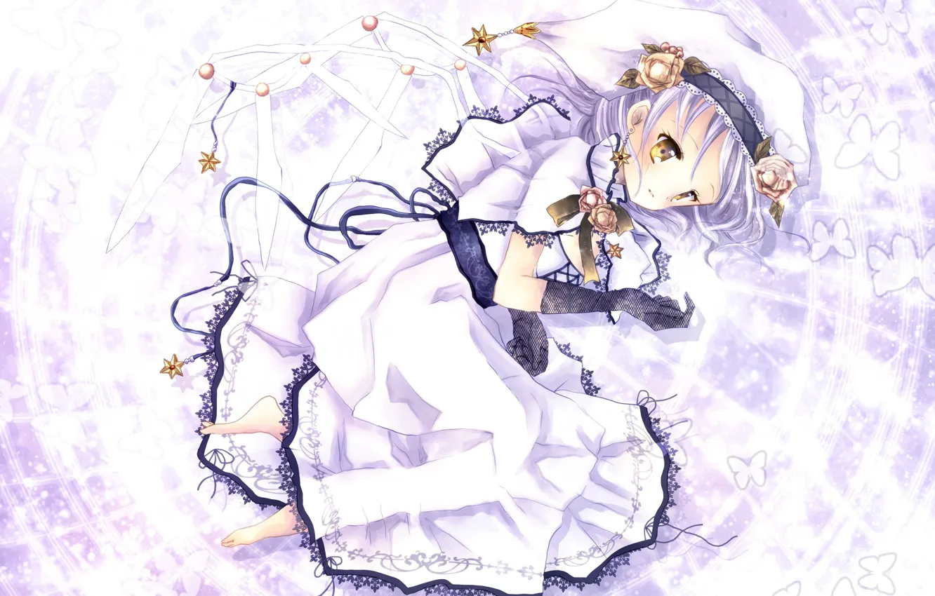 Фото обои аниме, арт, девочка, белое платье, Pixiv-tan