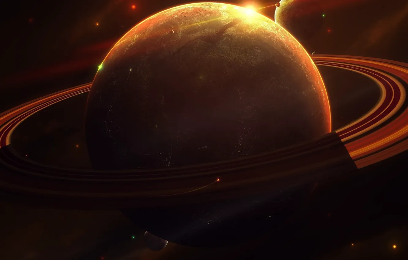 Фото обои свет, планета, кольцо