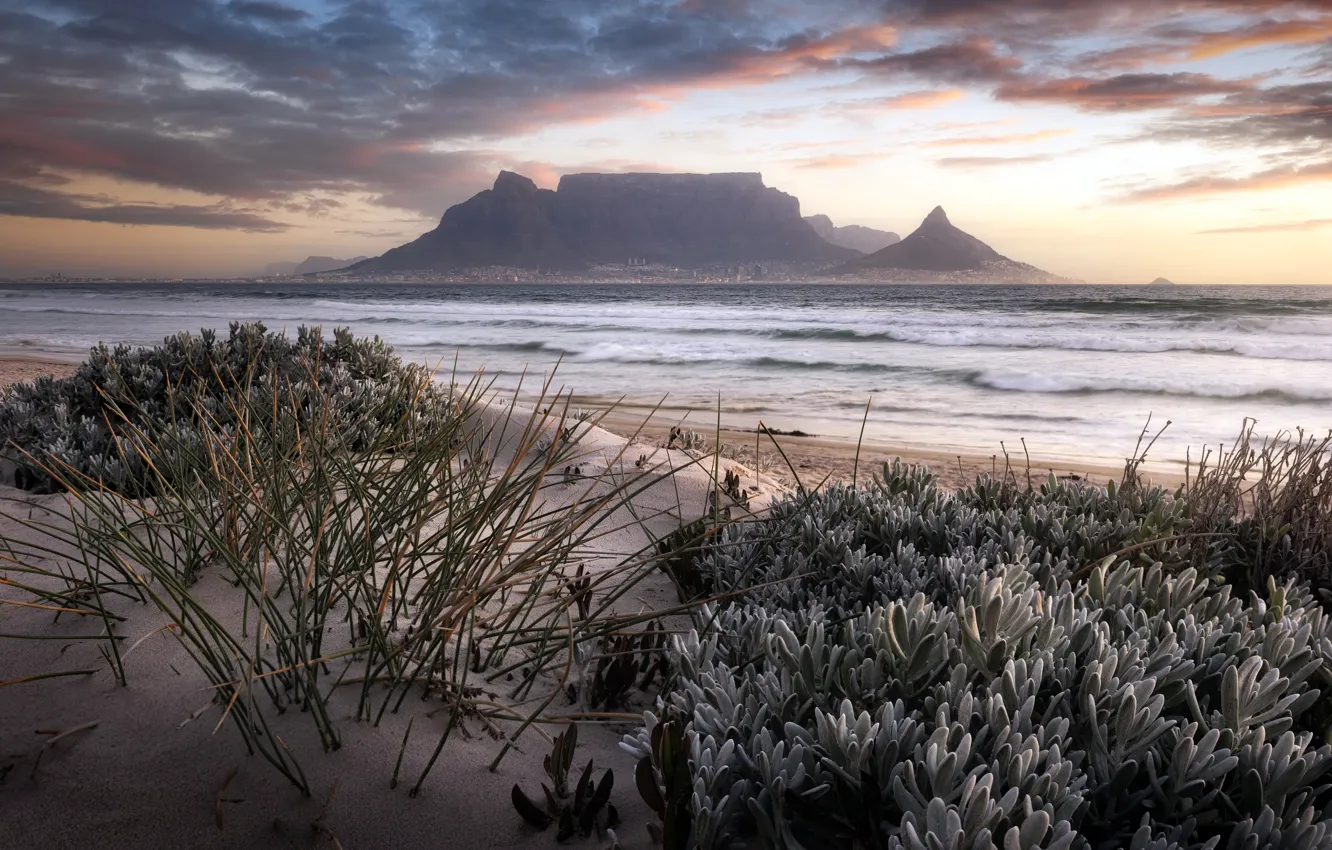 Фото обои sunset, Cape Town, Table Mountain, Blouberg Beach