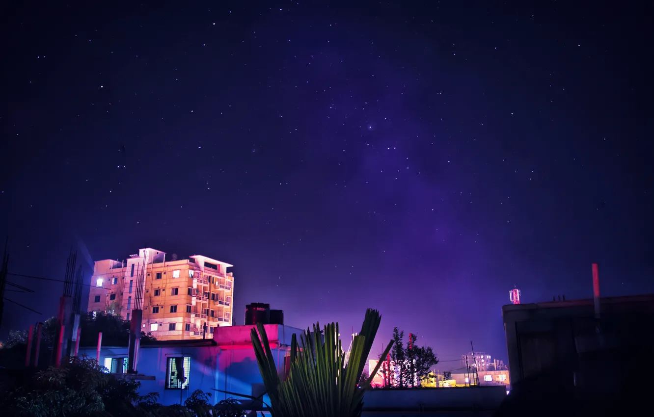 Фото обои закат, ночь, Небо, звёзды, space, sky, night, stars
