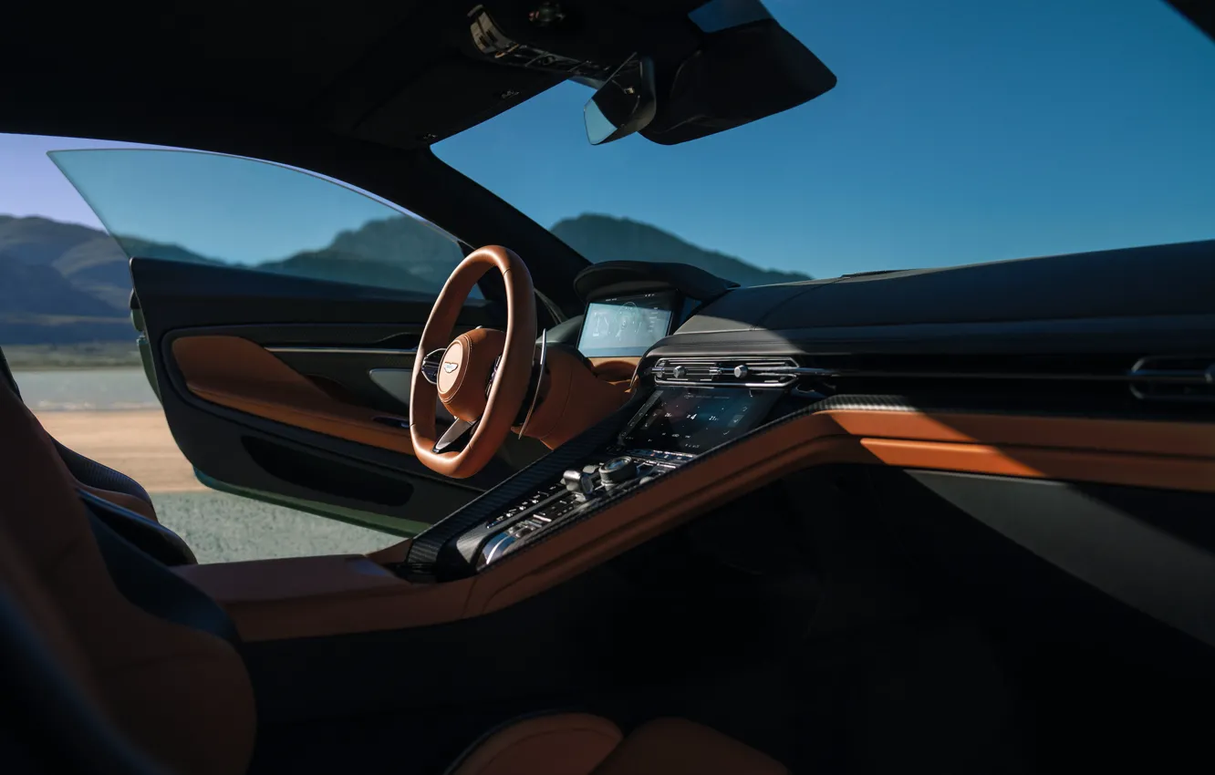 Фото обои Aston Martin, интерьер, дверь, руль, салон, люкс, wheel, торпедо