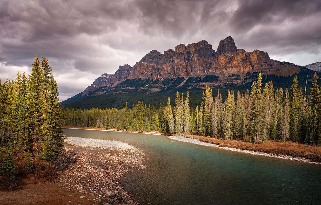 Фото обои Banff National Park, Bow River, Castle Junction