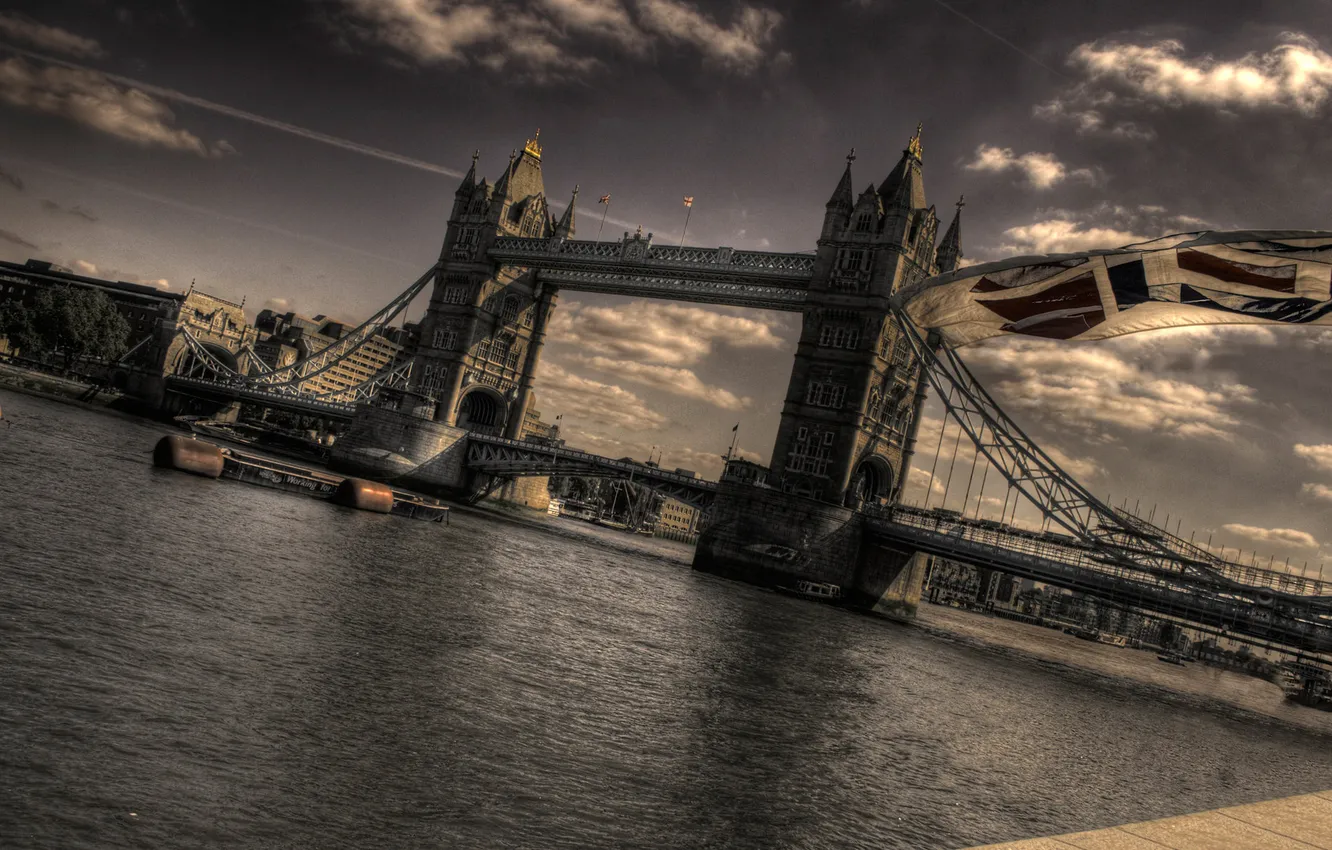 Фото обои небо, мост, Лондон, Темза