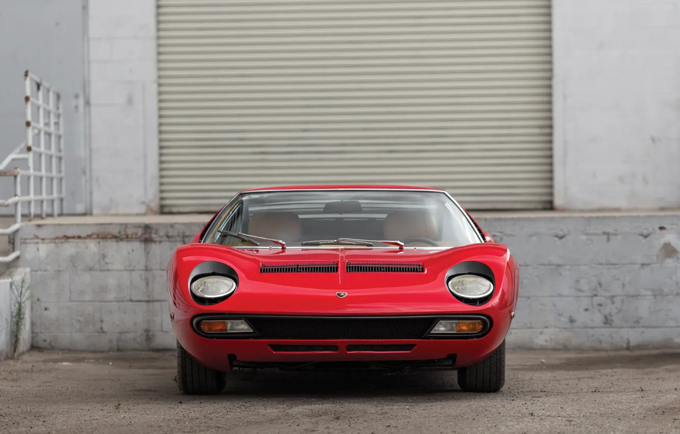 Фото обои Lamborghini, 1971, front, Miura, Lamborghini Miura P400 SV