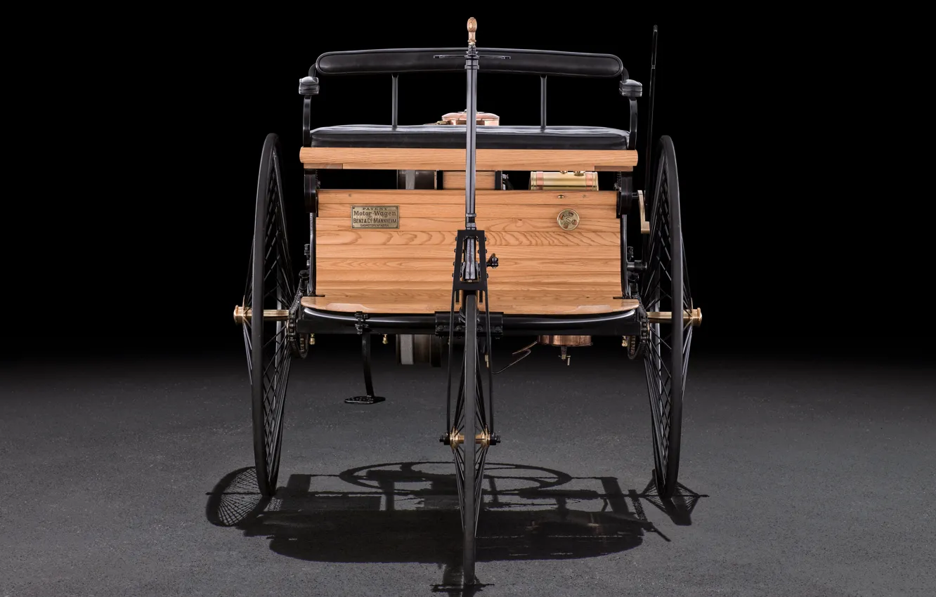 Фото обои Benz, 1885, Benz Patent Motorwagen, Typ I, Карл Бенц, Motorwagen, Patent, Автомобиль Бенца