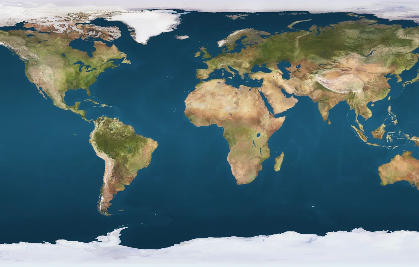 Фото обои Земля, материки, Earth, океаны, физическая карта