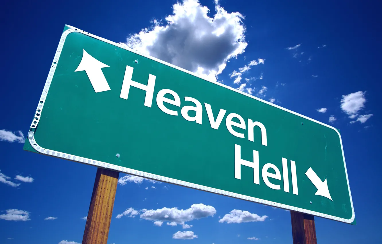 Фото обои пути, рай, указатель, выбор, Heaven or Hell