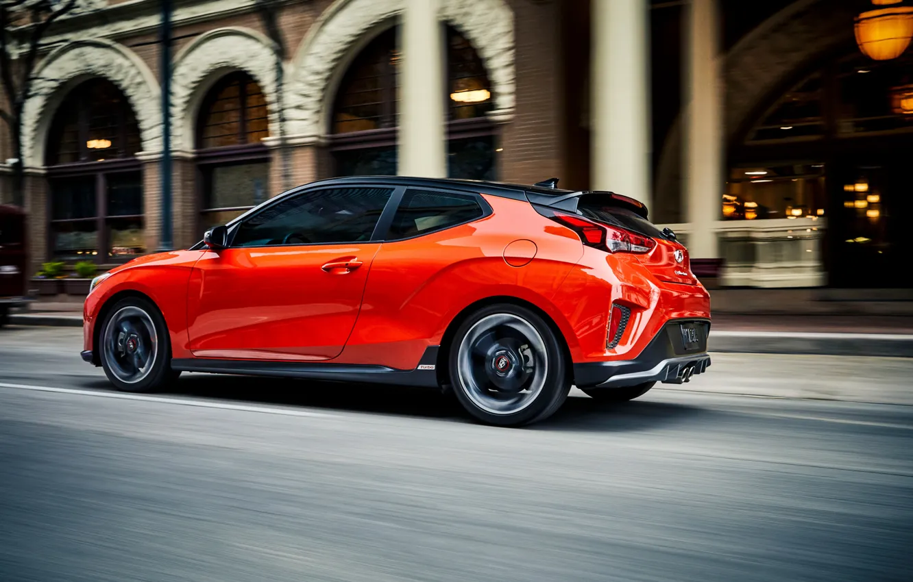 Фото обои скорость, Veloster, хэтчбек, 2018, Turbo, Hyundai