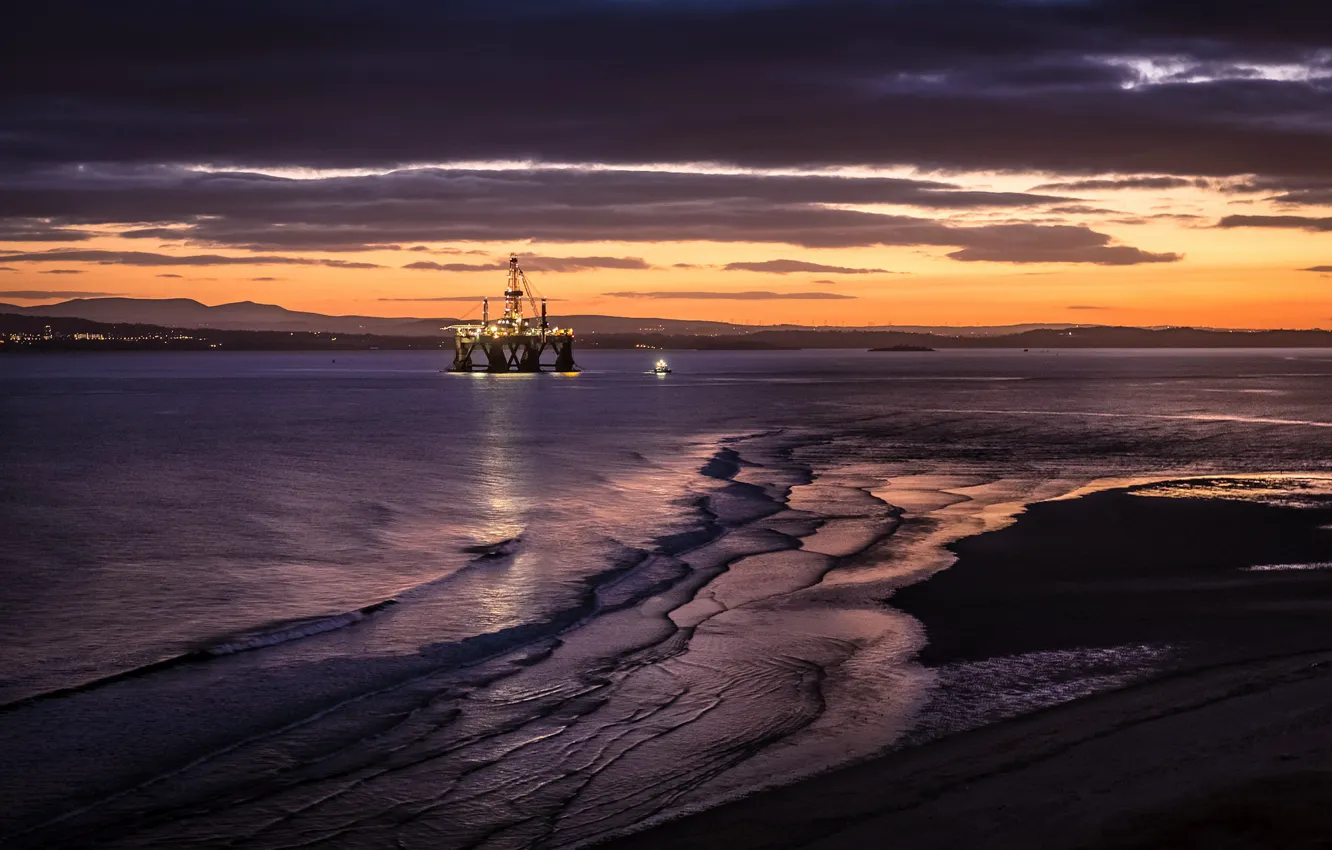 Фото обои sea, platform, oil rig