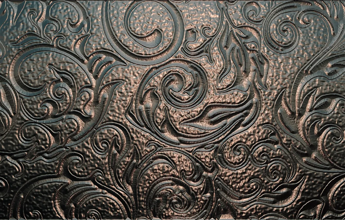 Фото обои металл, фон, текстура, орнамент, тиснение, чеканка, бронзовый блеск, узор по металлу