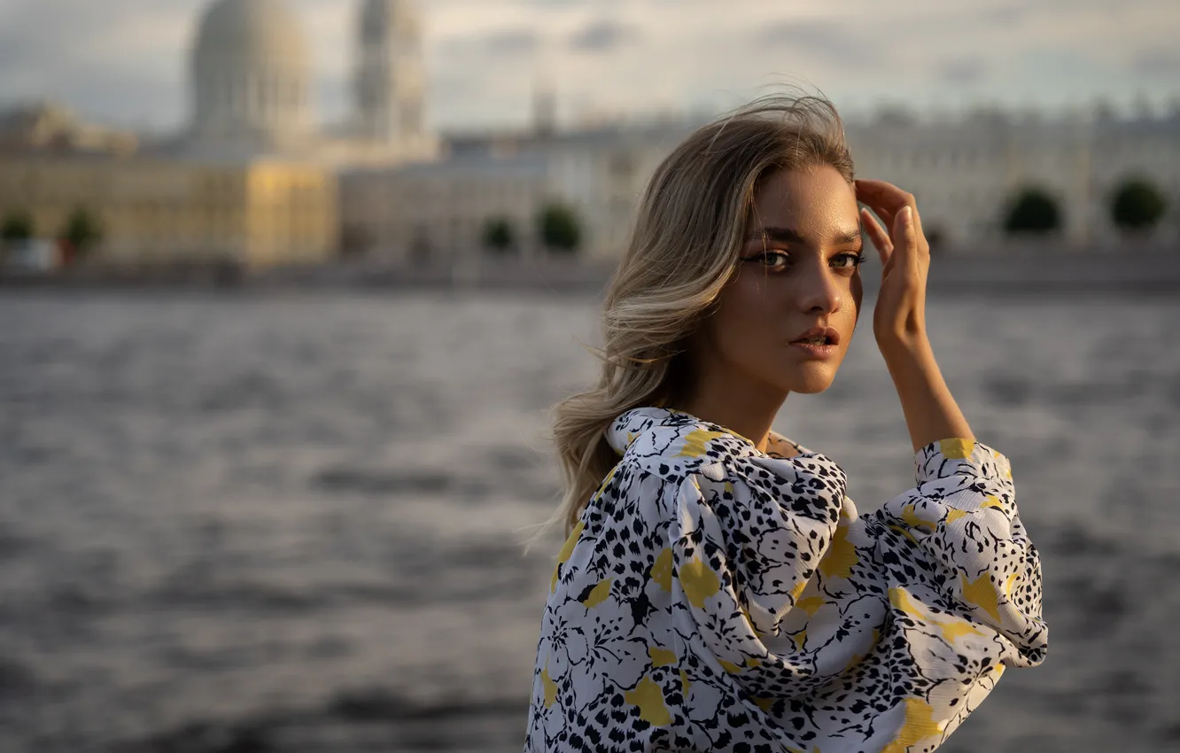 Фото обои взгляд, девушка, портрет, блондинка, красавица, Андрей Брандис, Andrey Brandis