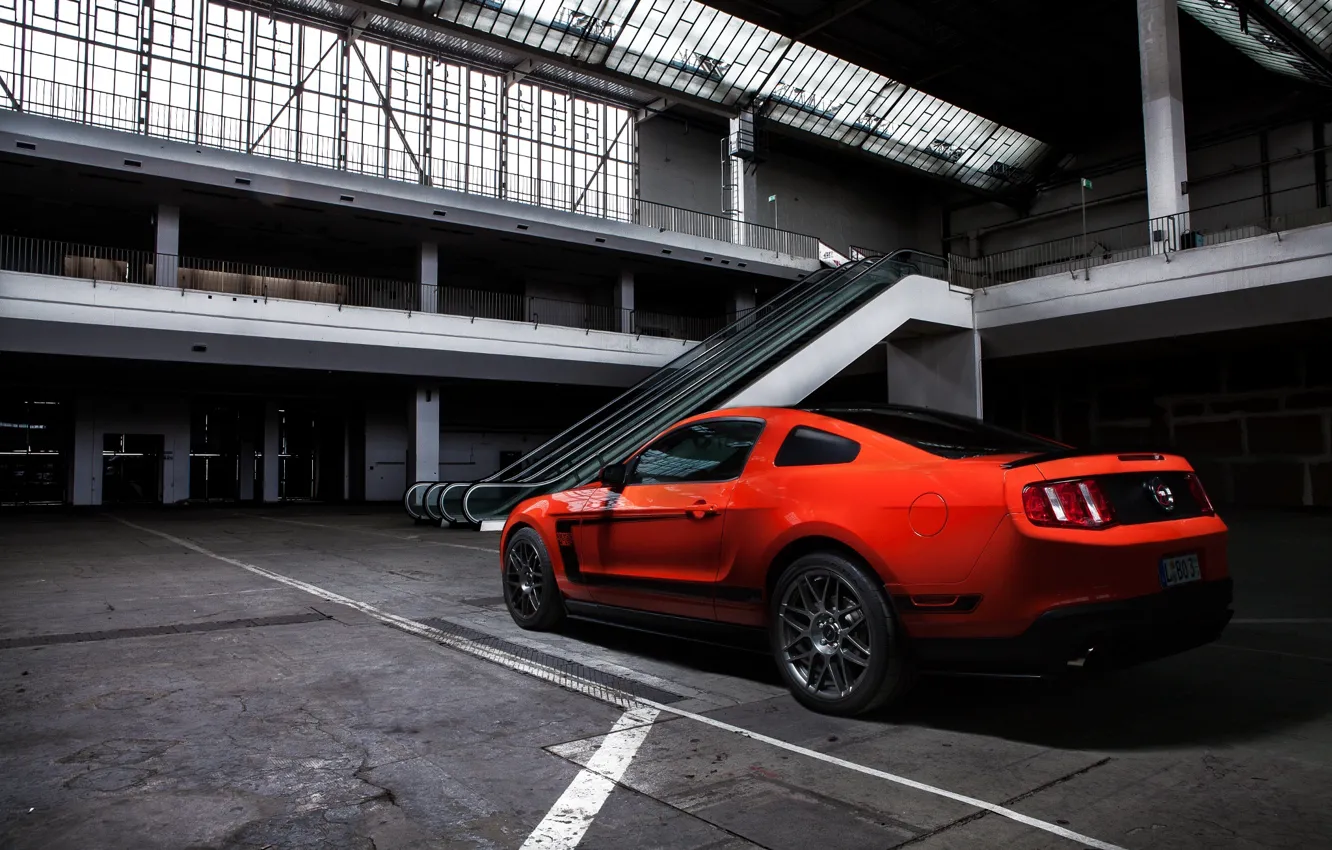 Фото обои Mustang, Ford, Muscle, Boss 302, Orange, Car, Shooting, Photo