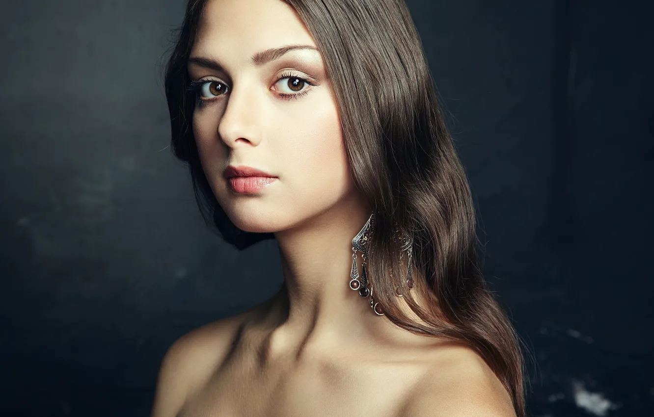 Фото обои портрет, кареглазая, Oleg Gekman, Portrait of beautiful young woman
