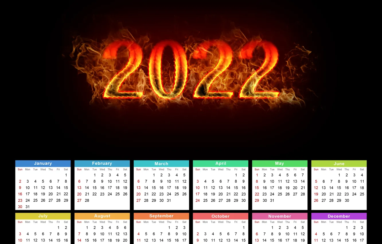 Фото обои happy new year, calendar, 2022, 2022 year, year 2022, calendar for year 2022