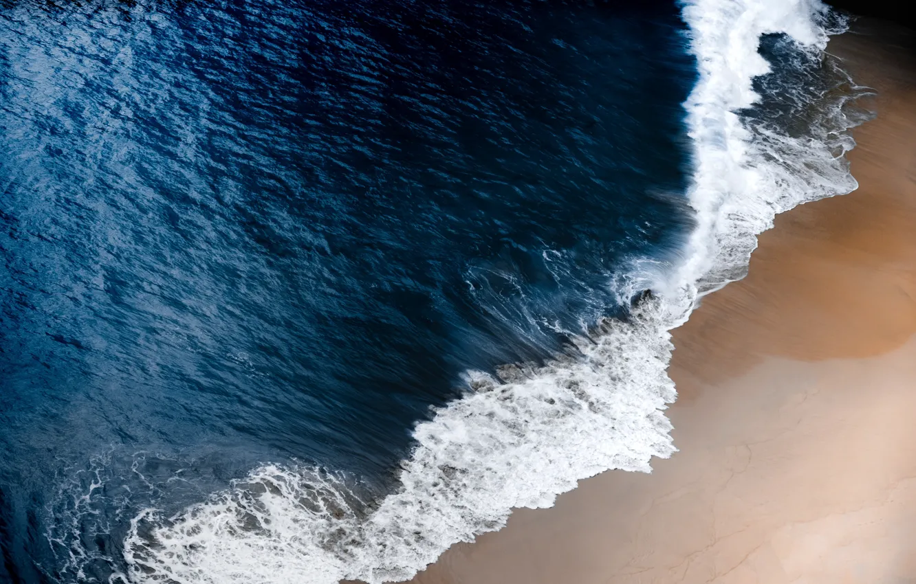 Фото обои waves, ocean, blue, sand, surf, tide, aerial view