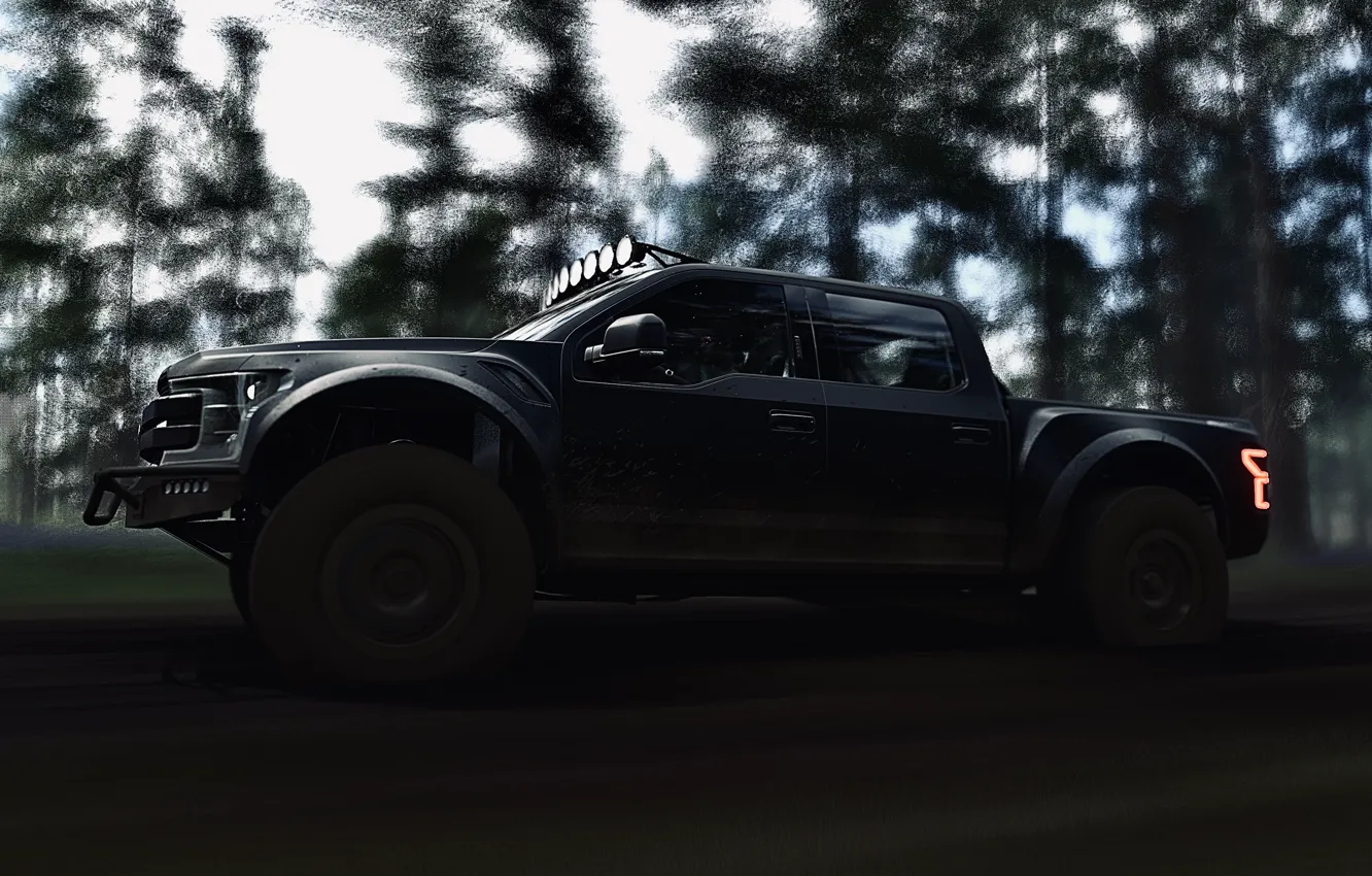 Фото обои HDR, Ford, Wood, Game, F-150, Offroad, Mud, UHD