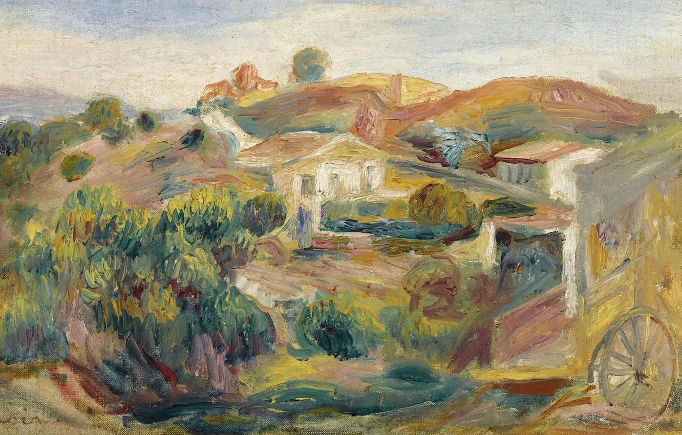 Фото обои картина, 1911, Пьер Огюст Ренуар, Pierre Auguste Renoir, Пейзаж с Домами