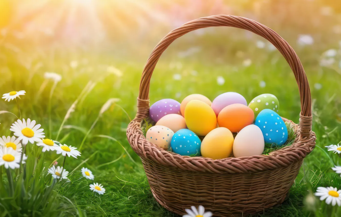 Фото обои цветы, яйца, весна, colorful, Пасха, happy, flowers, spring