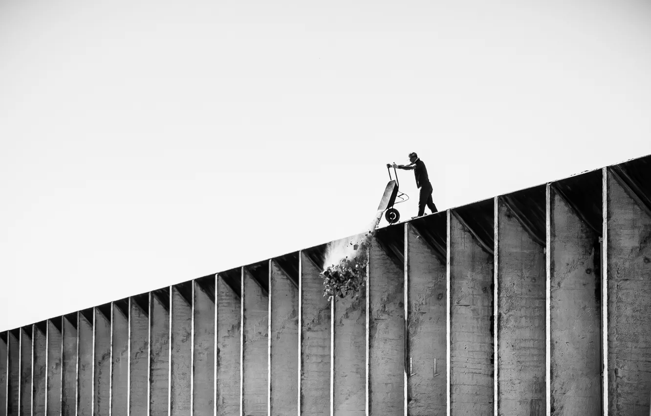 Фото обои wall, white, black, men, worker