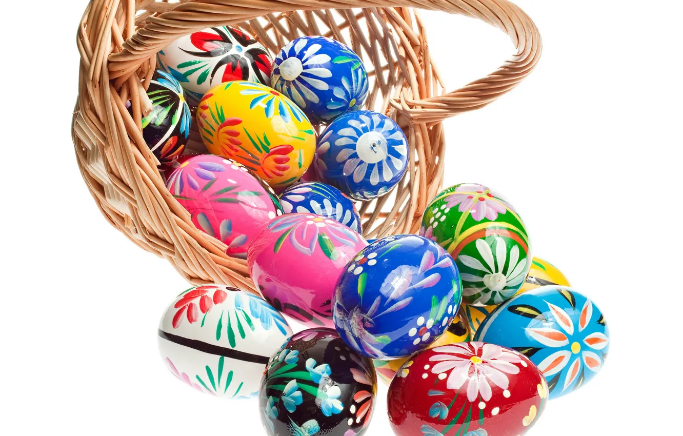 Фото обои корзина, яйца, пасха, Easter, eggs