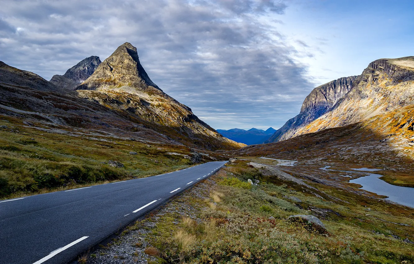Фото обои дорога, горы, Норвегия