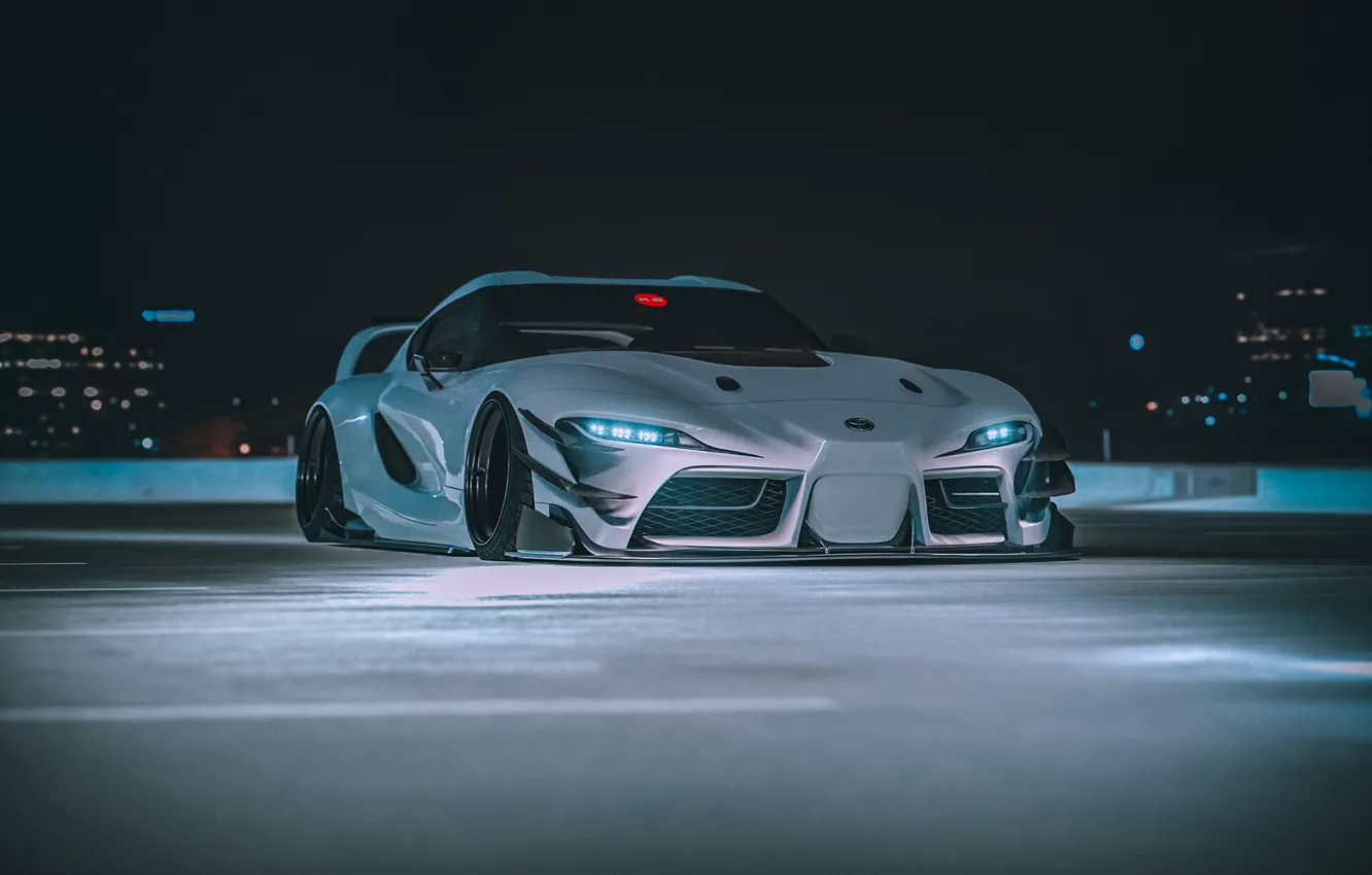 Фото обои Авто, Ночь, Белый, Машина, Supra, Toyota Supra, Concept Art, Science Fiction