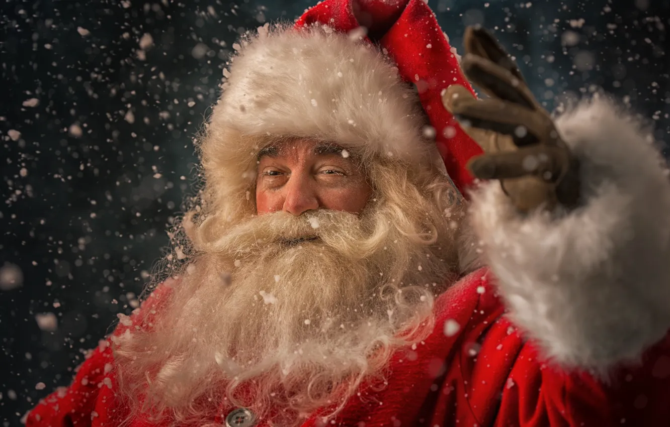 Фото обои зима, снег, Новый Год, Рождество, Санта Клаус, happy, Дед Мороз, Christmas