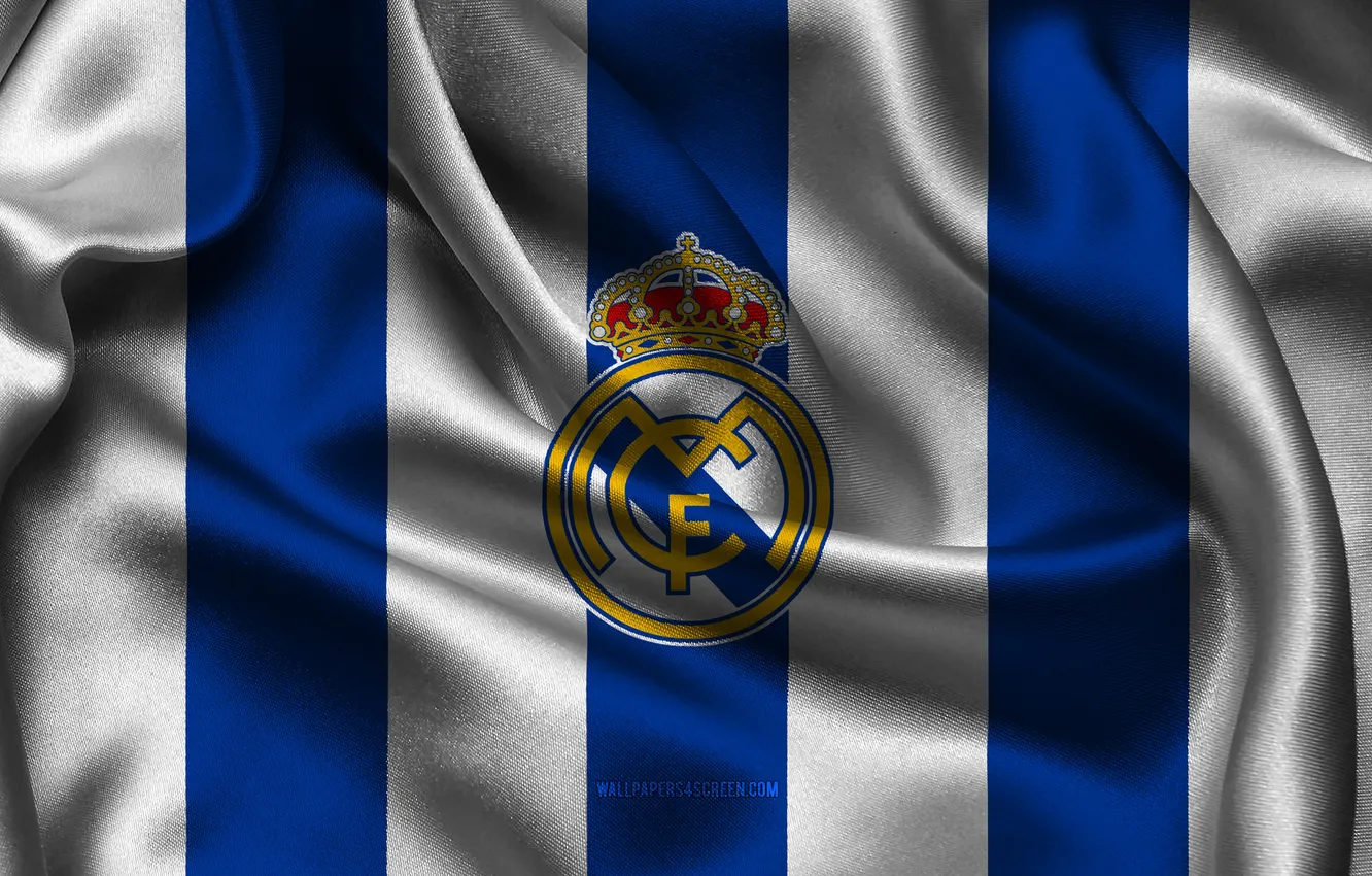 Фото обои Logo, Football, Real Madrid, Sport, Flag, Hala Madrid, Emblem, Real Madrid CF