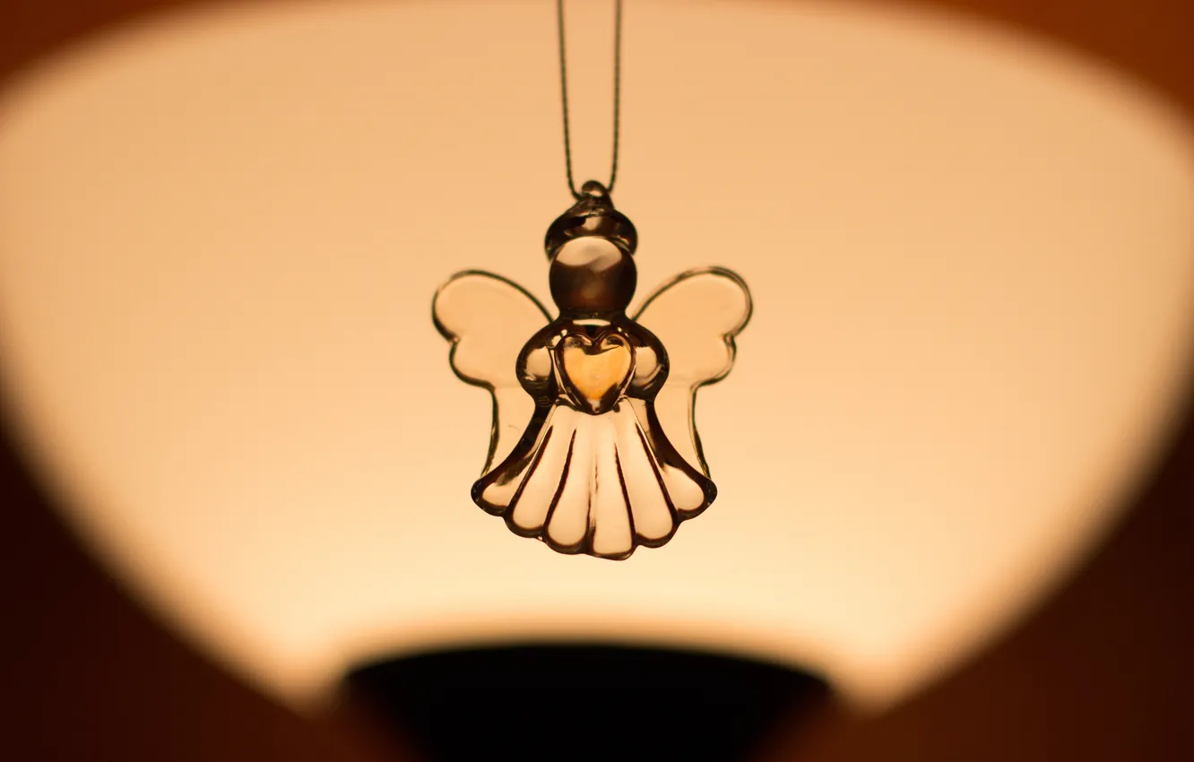Фото обои свет, сердце, лампа, ангел