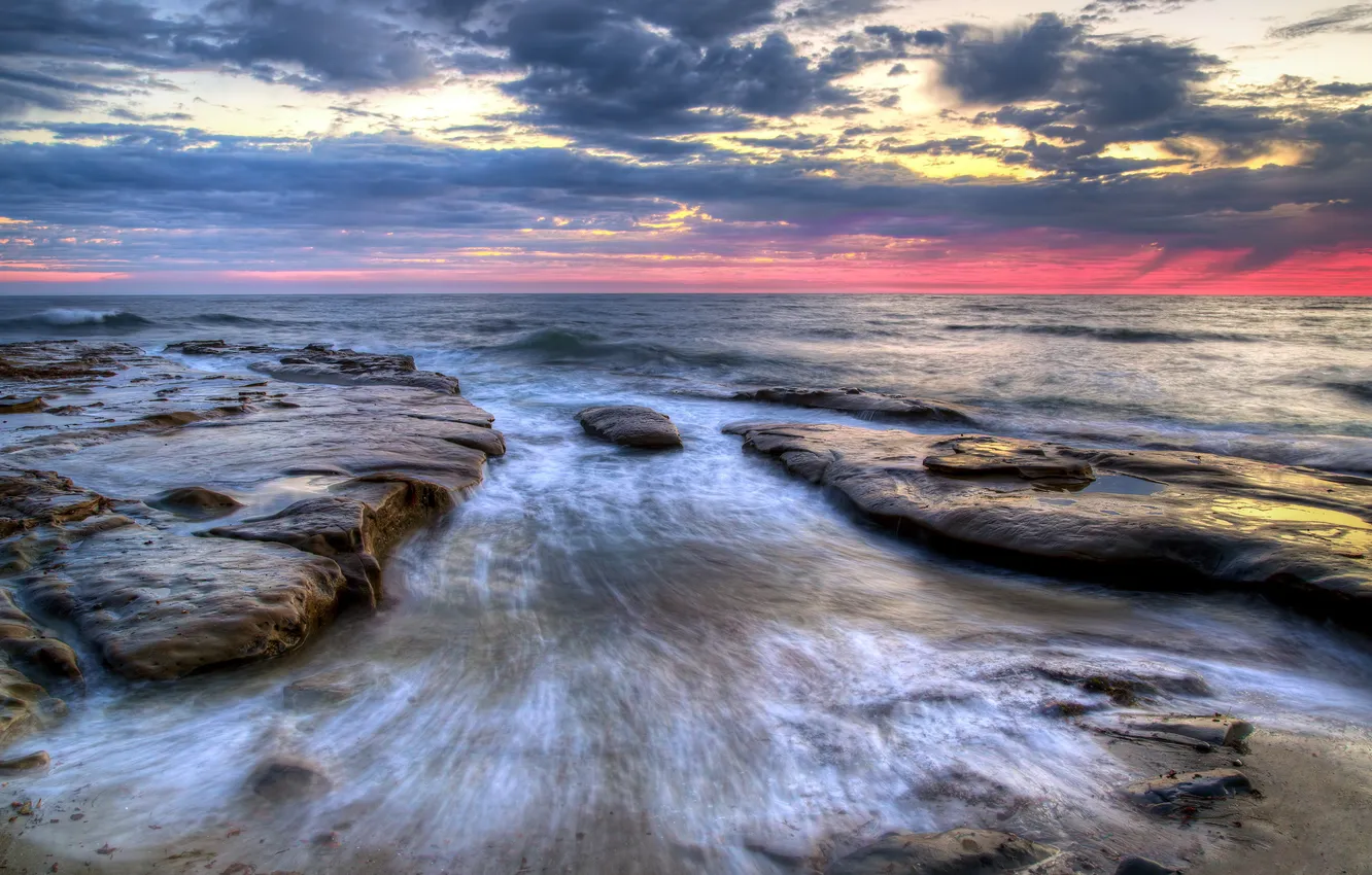Фото обои море, пейзаж, закат