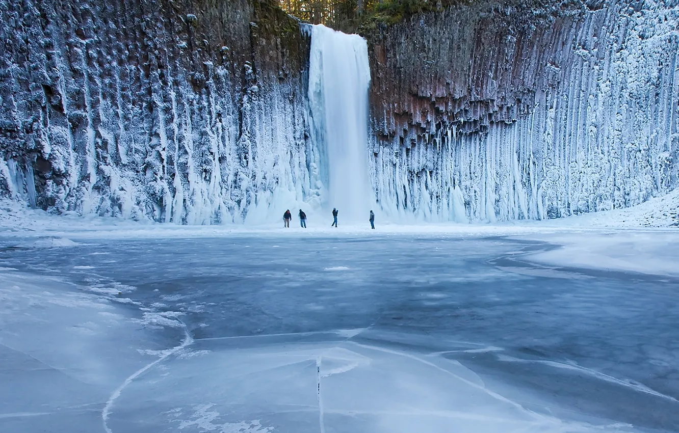 Фото обои водопад, фотоюг, зимний водопад