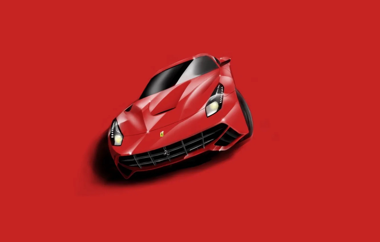 Фото обои Ferrari, Red, Supercar, Berlinetta, F12, Minimalistic