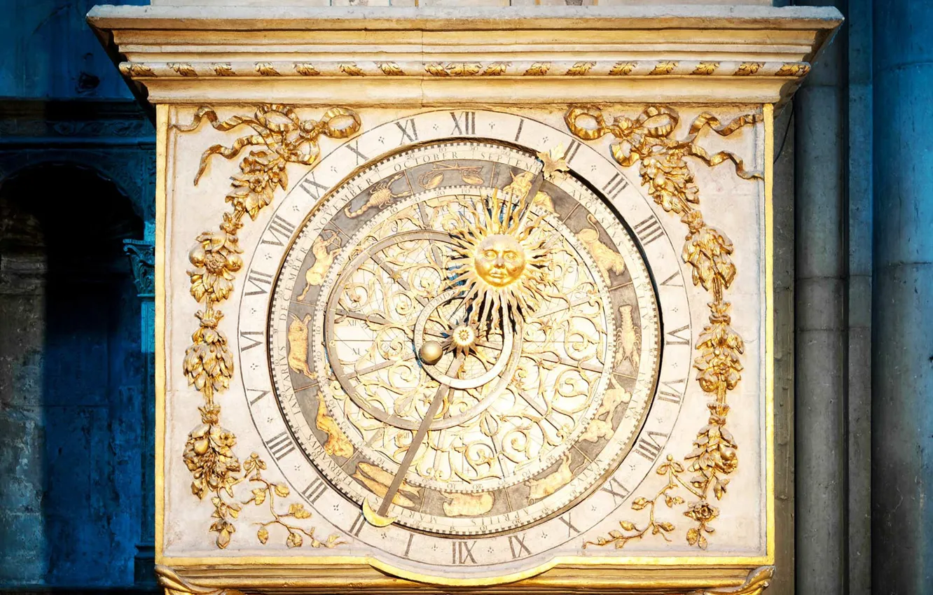Фото обои Франция, Лионский собор, Астрономические часы