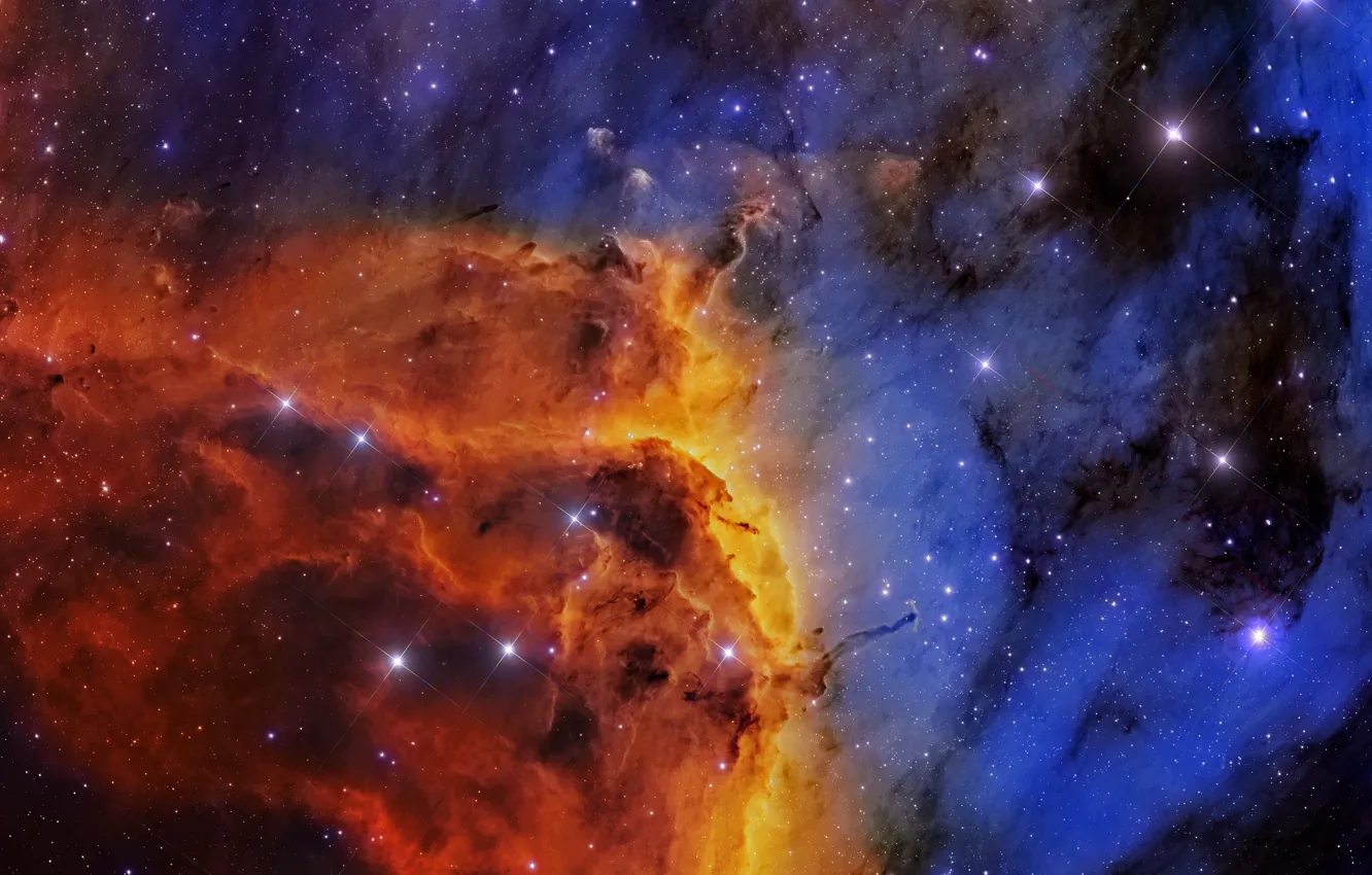 Фото обои космос, Туманность Пеликан, созвездие, мироздание