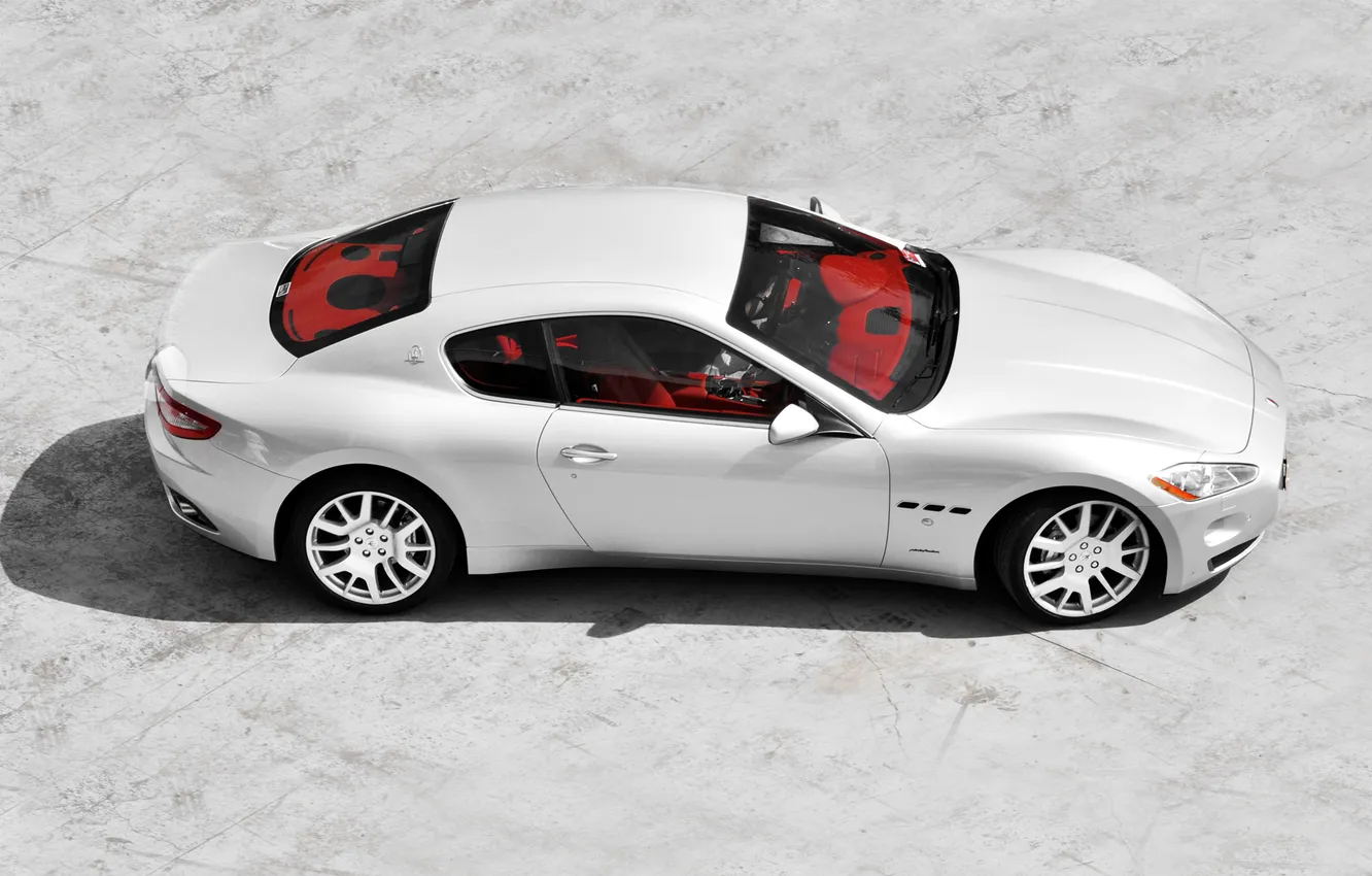 Фото обои купе, maserati, вид сверху, площадка, granturismo, Maserati GranTurismo, итальянское авто