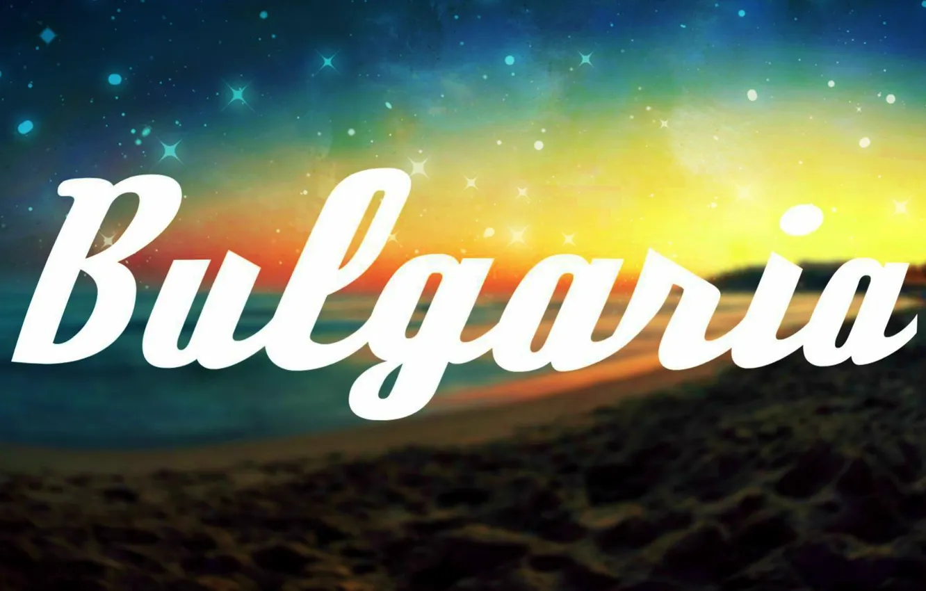 Фото обои пляж, космос, звезды, надпись, Болгария