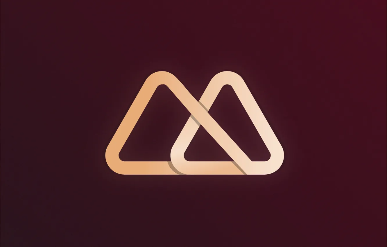 Фото обои оранжевый, градиент, Минимализм, логотип, кольцо, треугольник