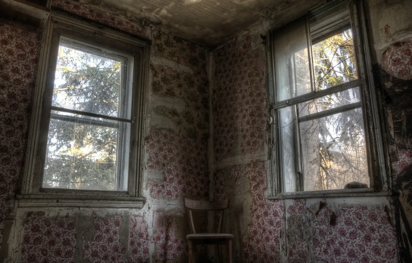 Фото обои комната, окна, стул