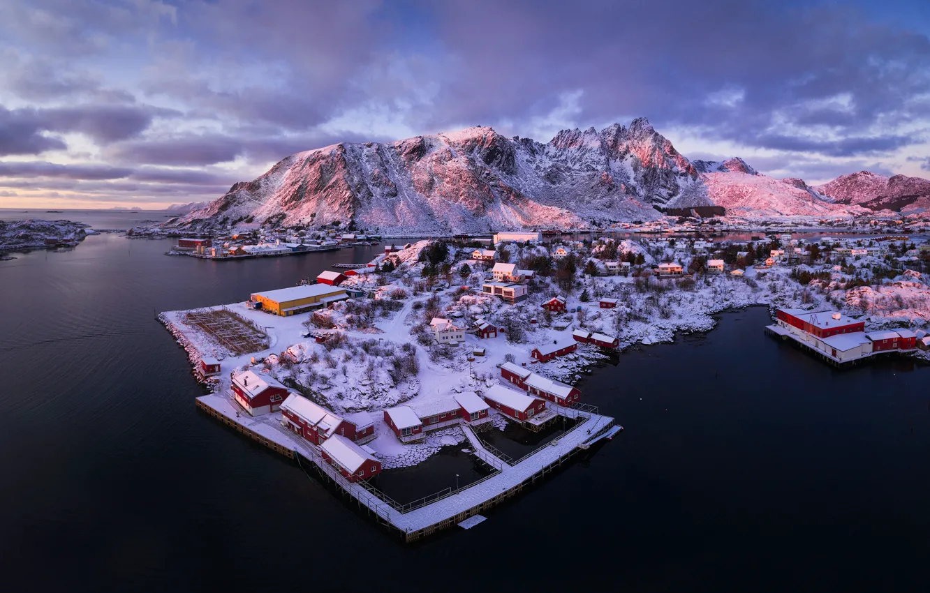 Фото обои море, залив, Norway, Ballstad