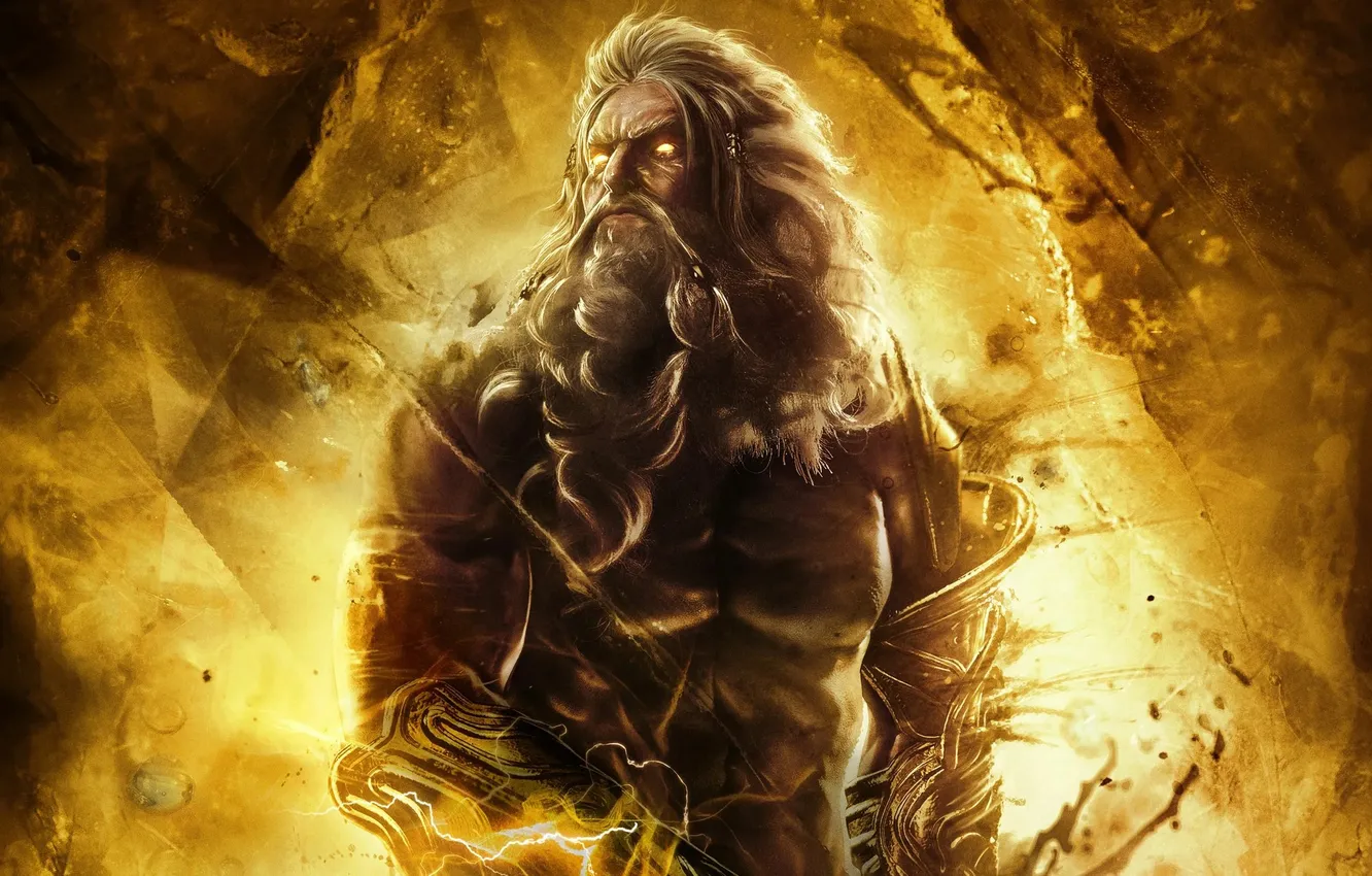 Фото обои lightning, Zeus, smite, the God of thunder