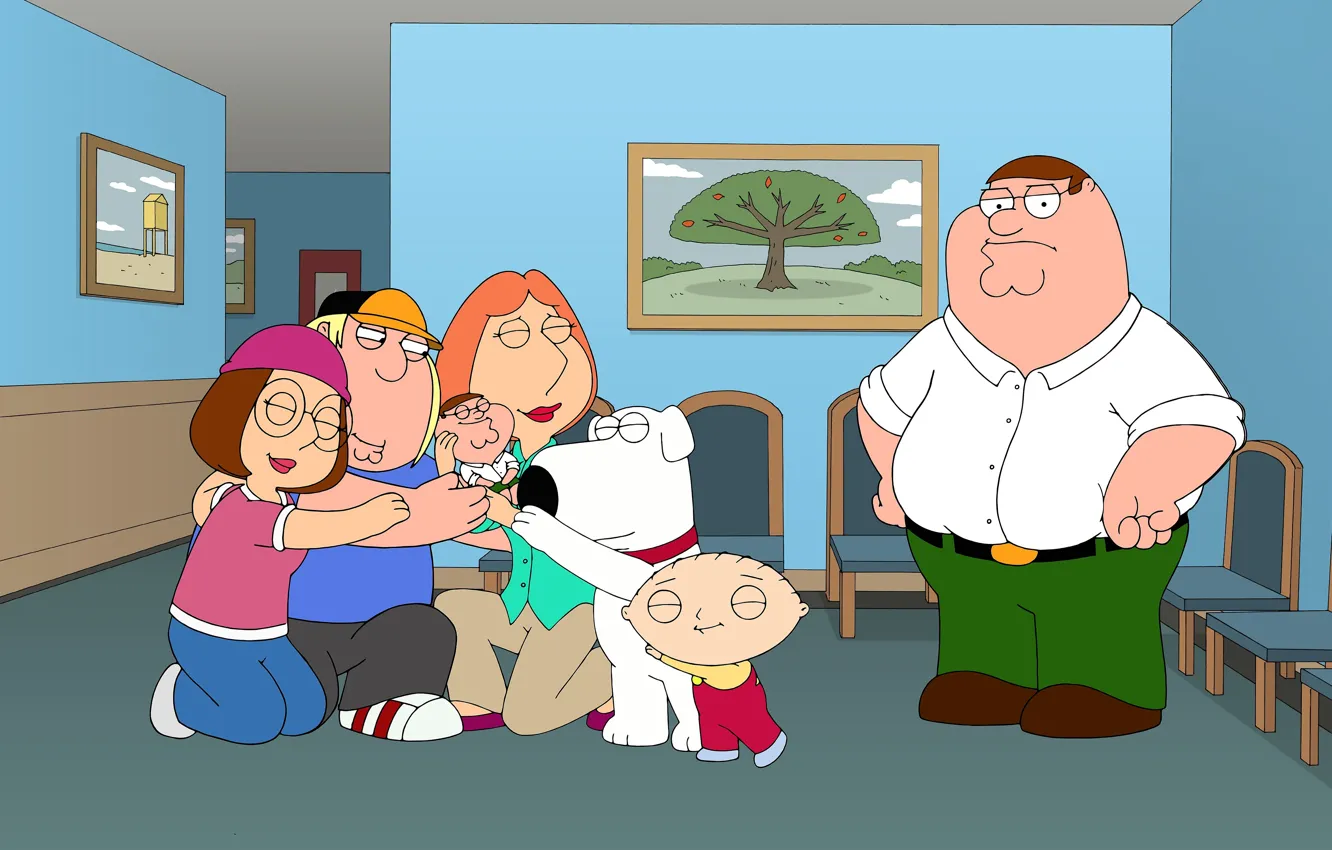 Фото обои Гриффины, Стьюи, Крис, Megatron, Family Guy, Мультфильм, Peter, Chris