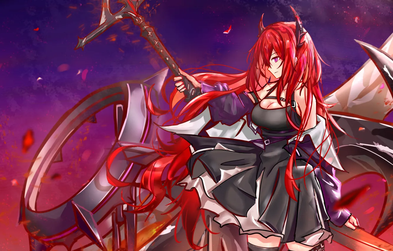 Фото обои небо, девушка, оружие, Surtr, Arknights