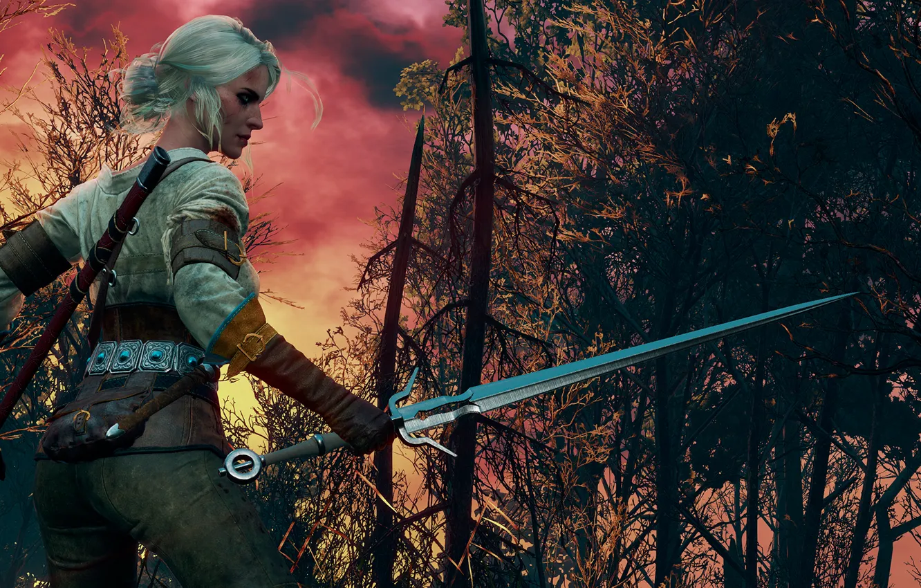 Фото обои Ведьмак, Цири, The Witcher 3:Wild Hunt, Burning skies